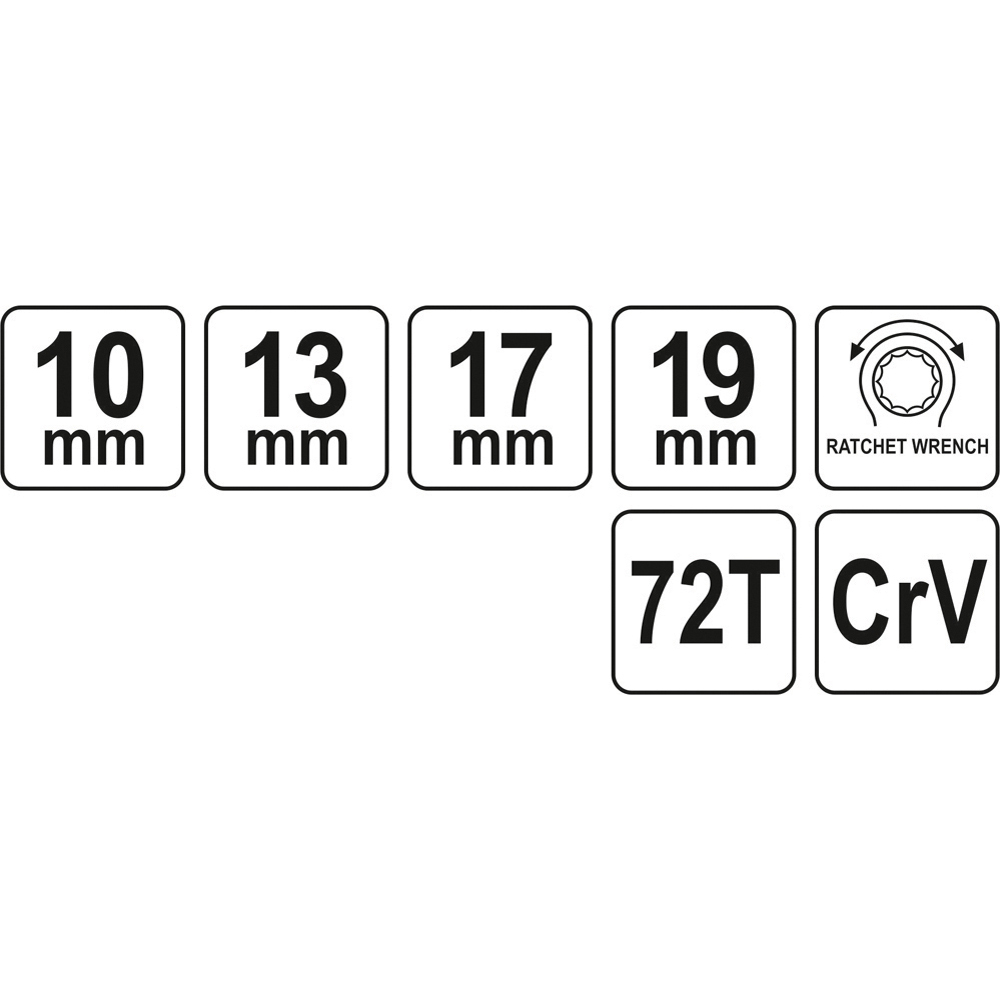 Πολύγωνο κλειδί καστάνιας 10/13/17/19 mm 200mm YATO - Image 3
