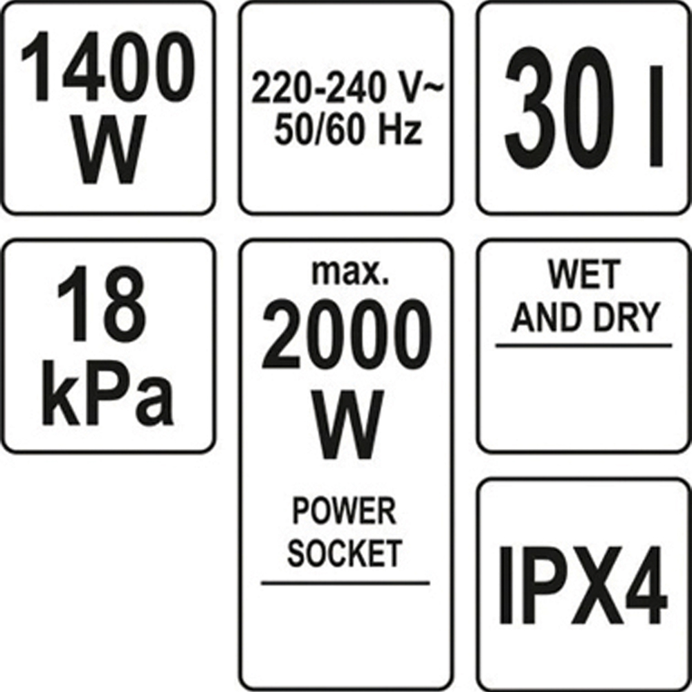 Σκούπα ηλεκτρική YATO wet/dry 1400W 30L YT-85701 - Image 2