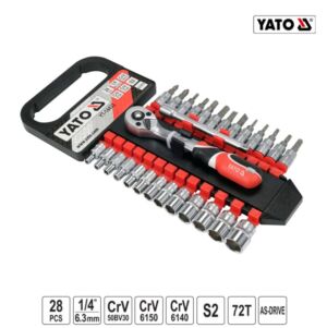 Κασετίνα καρυδάκια YATO 1/4" σετ 28 τεμ. YT-14433