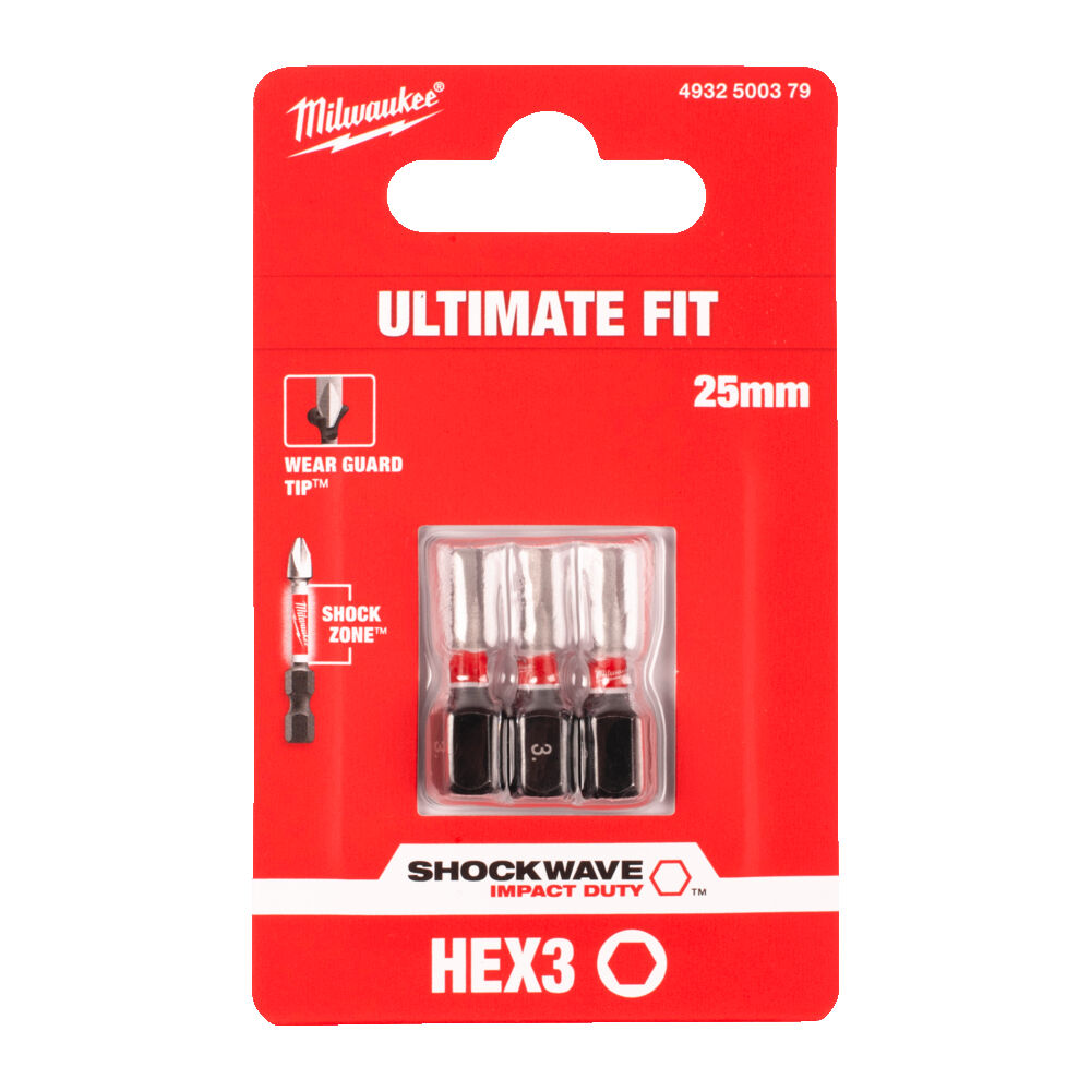 SHOCKWAVE™ IMPACT DUTY ΜΥΤΕΣ HEX3 25 mm – 3 ΤΕΜ. - Image 2