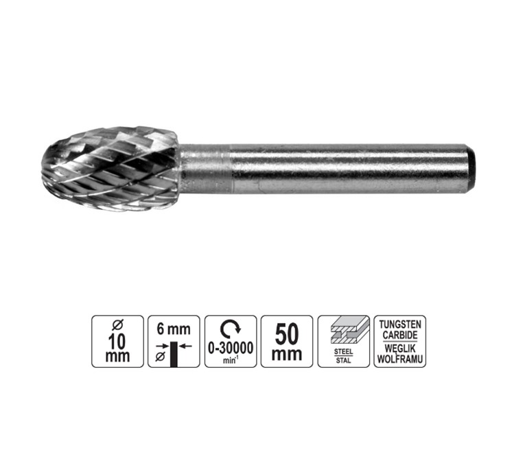 Φρεζάκι Καρβιδίου YATO Οβάλ Ø10mm YT-61727 - Image 2