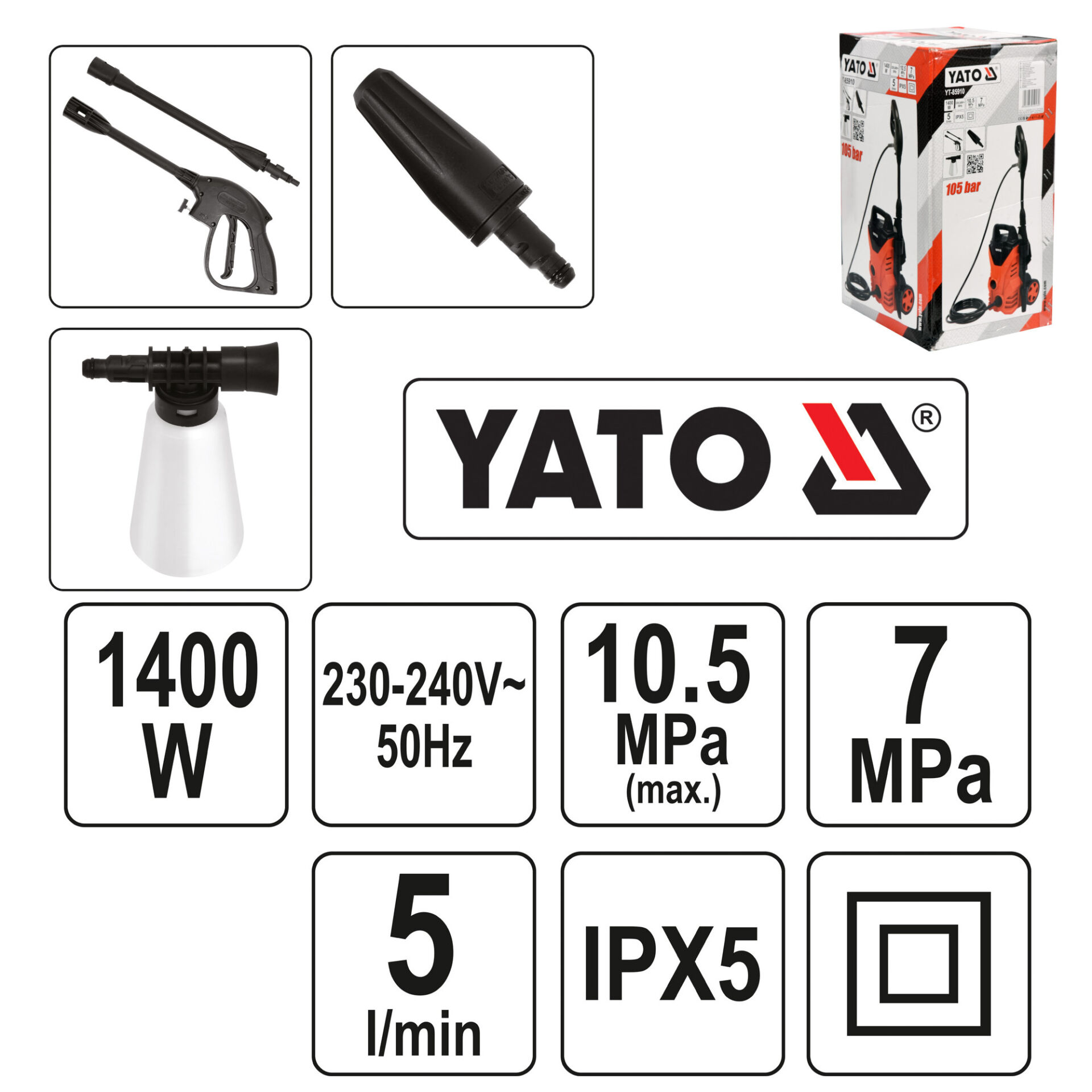 Πλυστικό YATO 1400W 105bar YT-85910 - Image 2