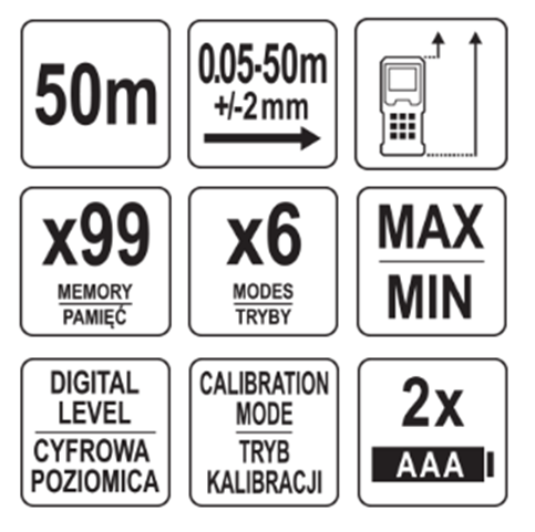 Αποστασιόμετρο laser YATO 50m YT-731251 - Image 2