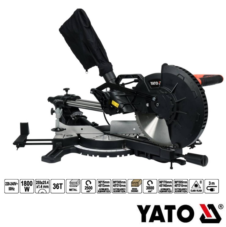 Δισκοπρίονο ραντιάλ YATO 255mm 1800W 2 ταχυτήτων ξύλο/μέταλλο YT-82174